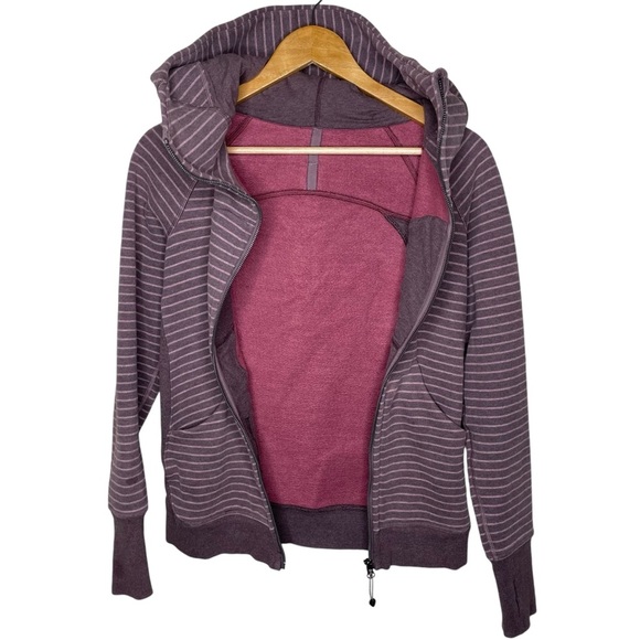 lululemon Scuba Hoodie *Classic Cotton Fleece Parallel Stripe Misty Merlot - Picture 8 of 16